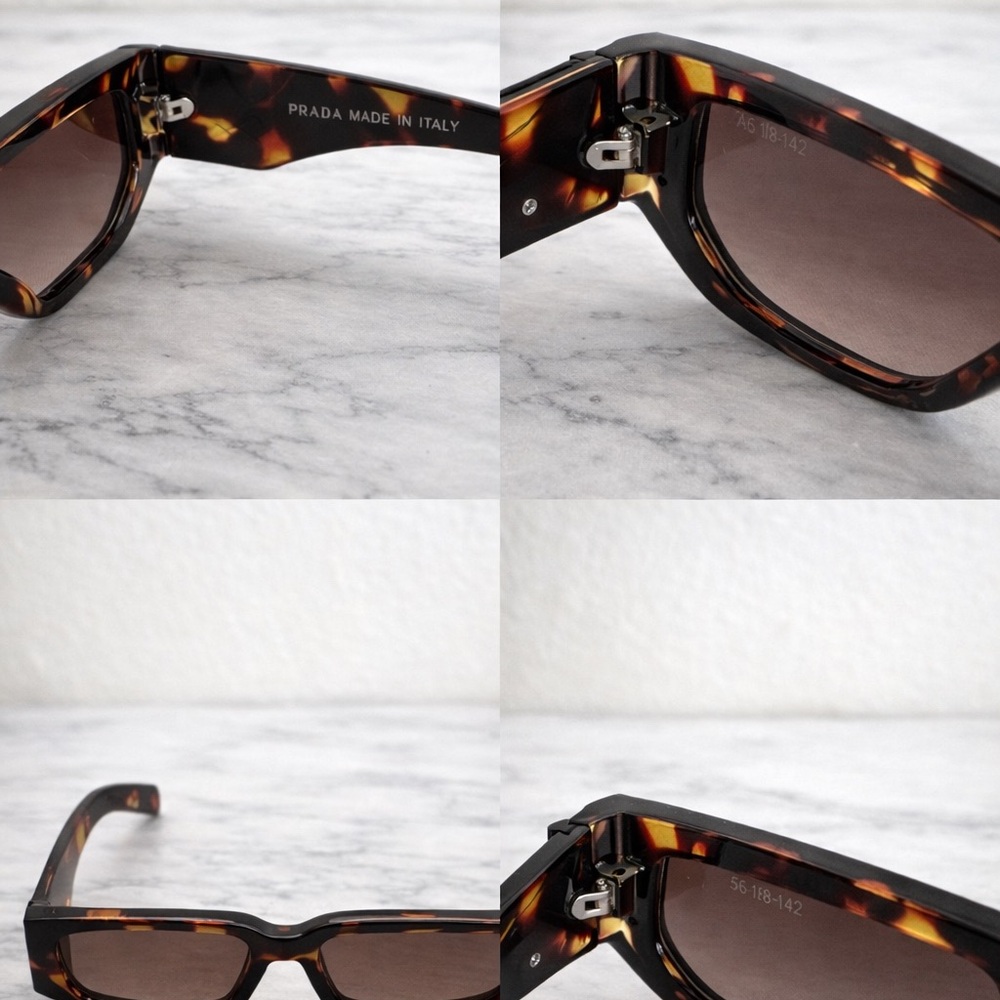 Prada Tortoiseshell Triangle Logo Sunglasses Over… - image 3